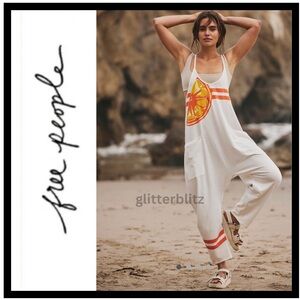 Free People Hot Shot Printed Onesie 🧡  Orange Crush Ivory Combo  - LAST ONE